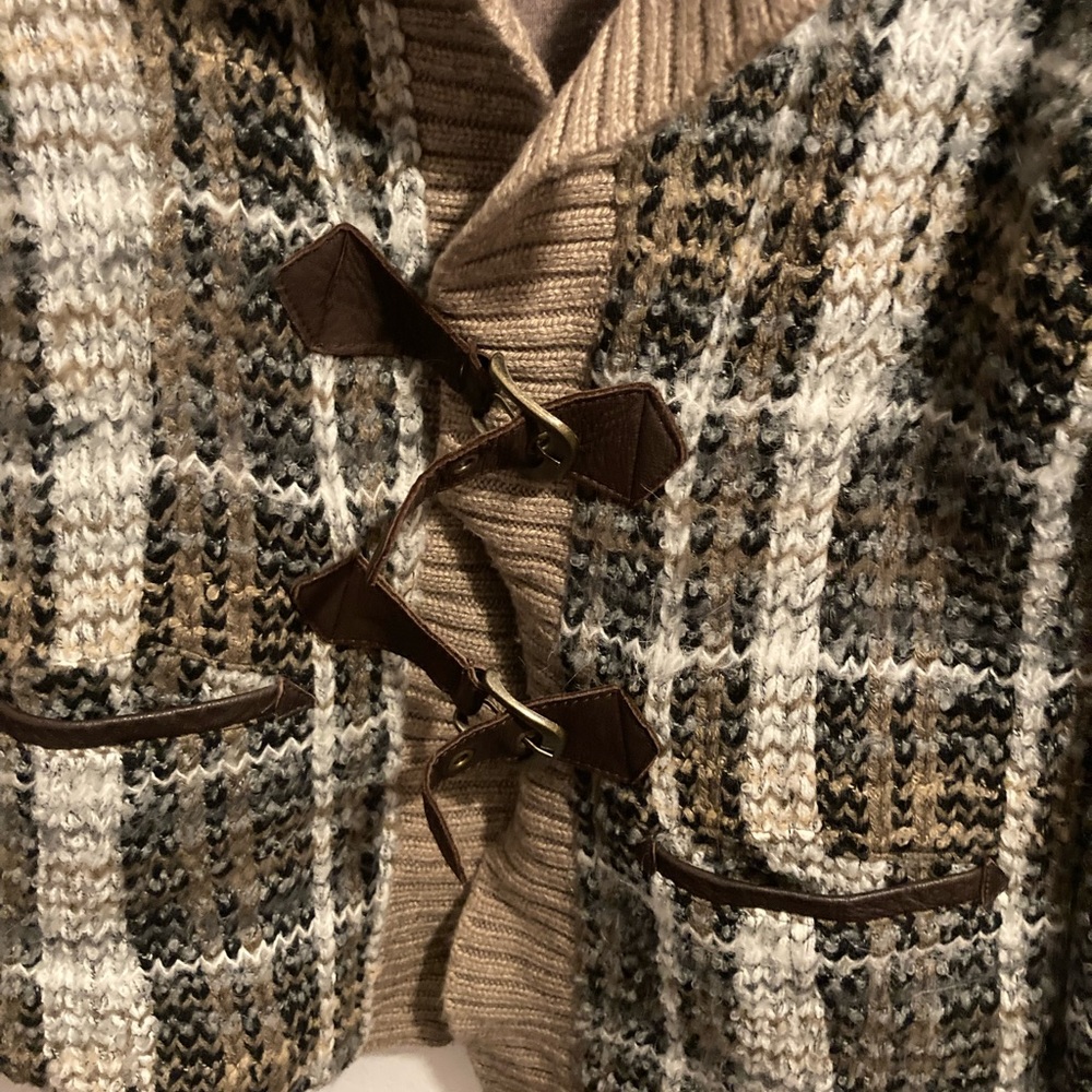 Y2k FREE PEOPLE PLAID SWEATER WITH BUCKLES - Picture 3 of 7